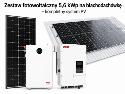 Zestaw fotowoltaiczny 5,6 kWp na blachodachówkę 